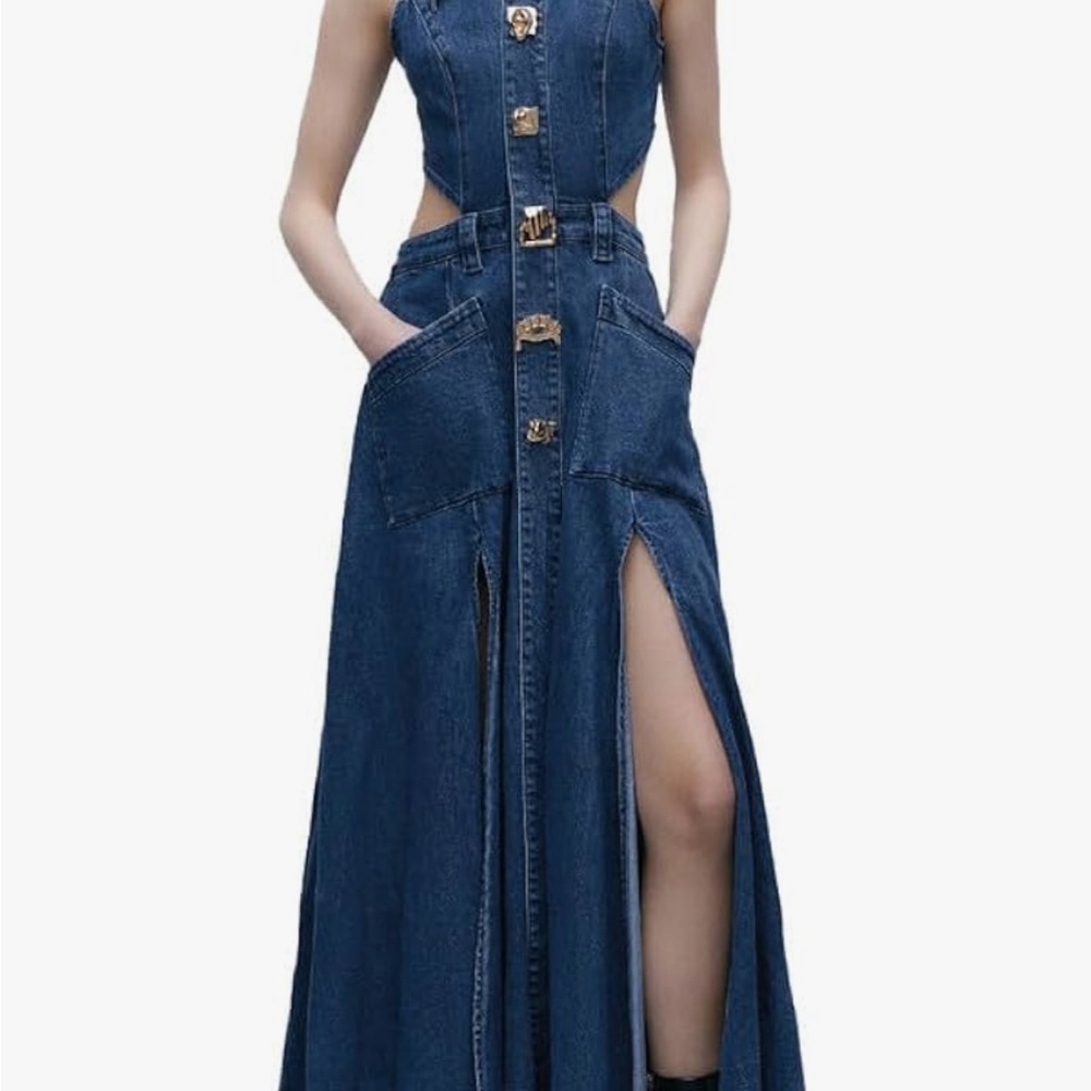 URBAN REVIVO SIZE 10/12 Women's Blue Denim Dress